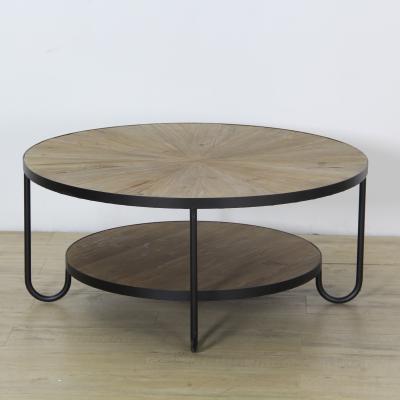 China Modern Coffee Table 7363 Classic Two Legs Steel Wood Coffee Table Round Table Four Layers for sale