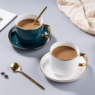 China Factory direct sale sustainable ceramic cup sets with saucers for sale