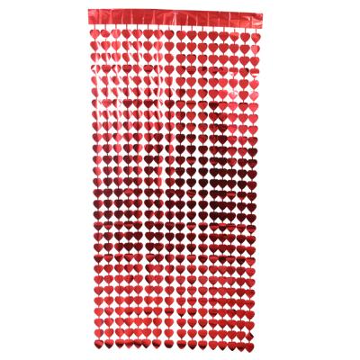 China Party Decoration Heart Shaped Curtain New Wedding Backdrop Sequin Braid Sequin Curtain For Birthday Wedding Party Decoration for sale
