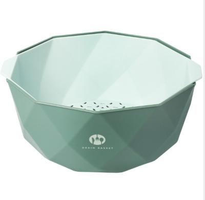 China Home Kitchen Kitchen Double Layer Fruit Vegetables Sink Washing Sink Washing Basket Plastic Shaped Strainer for sale