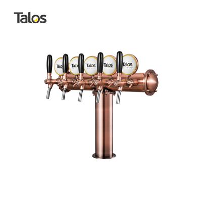 China Tower 85mm Cold Beer Tap Stainless Steel 5 Tap Dispenser TALOS T Food Safety Bar Beverage Equipment Draft Beer Dispensing Tower (Red Bronze) for sale