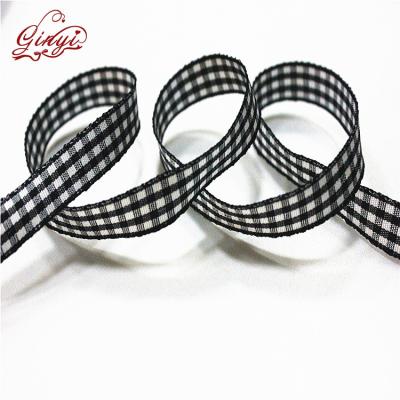 China Single Gingham Ribbon Tatuo Face Taffeta Plaid Wide Ribbon 3/8 inch X 100 yards per spool ribbons for sale