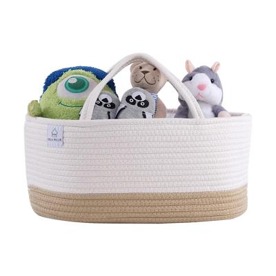 China Country Ins type cotton rope baby nursery diaper caddy storage bag basket mommy nappy bag for sale
