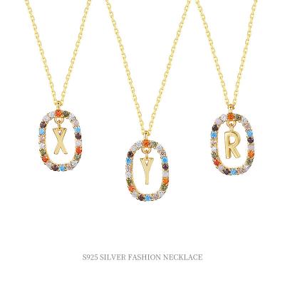 China Fashion Jewelry 925 Sterling Silver Jewelry And Zircon 26 Letter Design Necklace for sale