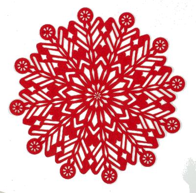 China 2016 Viable Felt Design Snowflake Round Felt Christmas Place Mat for sale