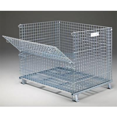 China Easy To Move Collapsible Metal Wire Container With Lid for sale
