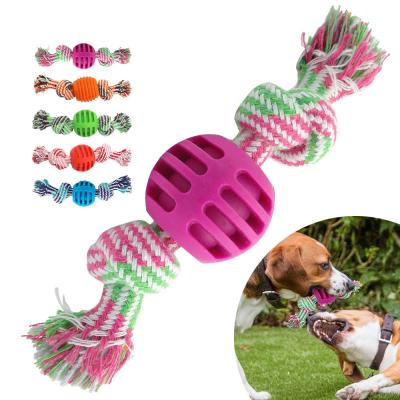 China Top Sale Cotton Rope Dog Gift Viable Toys Dogs Teething Toy TPR Ball Rope Cleaning Toy For Small Dog for sale