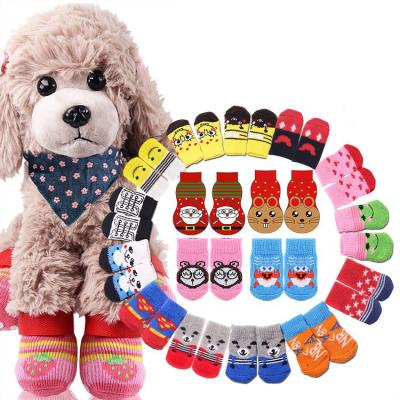 China Sustainable Pet Decoration Pet Socks Cute Dog Socks Christmas Cartoon Warm Non-slip Breathable Foot Cover for sale
