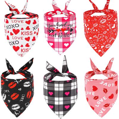 China Viable Washable Pet Bandanas Adjustable Love Triangle Pet Valentine's Day Dog Scarf Adjustable Custom Bandana for sale