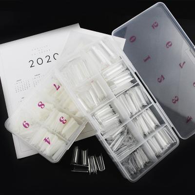 China 500pcs/box French Mixed Size Artificial Extension Nail Tips Acrylic False Coffin Nail Tips Clear for sale