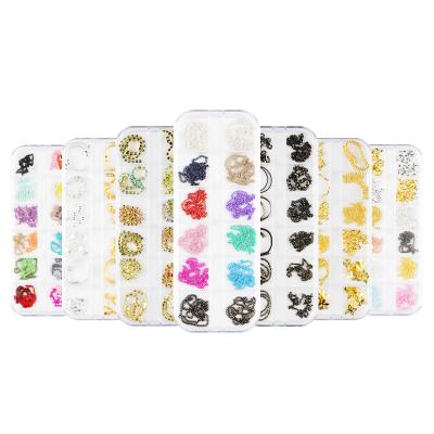 China 2021 New Punk Style Metal Gold Silver Nail Chains 3D Studs Alloy Jewelry Nail Art Decorations Chain for sale