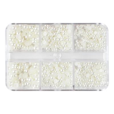 China 2021 New Nail Beauty Products 2021 Nail Decoration Diamond 2 Color Flat Rhinestone Pearl Nail Boxed Pearl Mixed Diamond for sale