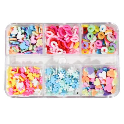 China Nail Beauty Products 6 Styles Mix Shape Candy Color Polymer Clay Nail Decoration Star Snowflake Nail Accessories Decorations for sale