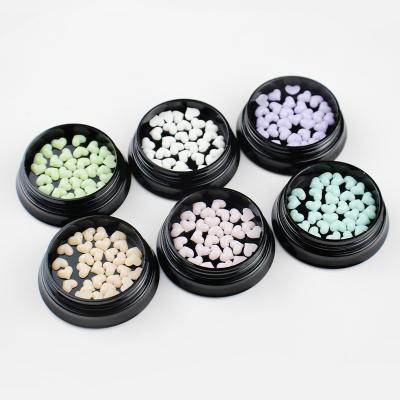 China Nail Art DIY 6 Colors Resin Material Heart Shape Nail Decoration Valentine Love Heart Nail Charm Rhinestones for sale