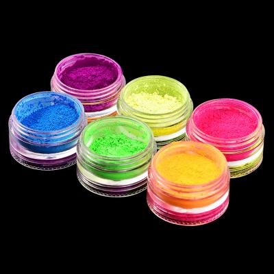 China EYE 6 Colors Nail Dye Powder Party Set Makeup Fluorescent Powder Loose Neon Eyeshadow Pigments Makeup Eyeshadow Powder for sale