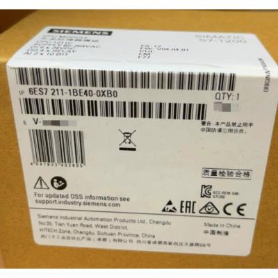 China SIEMENS 6ES7 211-1BE40-0XB0 SIMATIC S7-1200, CPU 1211C, CPU COMPACT, AC/DC/RELAY, I/O ONBOARD: 6 DI 24 V DC; 4 DO RELAY 2 A; 2 AI 0-10 V DC, FORNEÇÃO DE PODER: AC 85-264 V AC AT 47-63 HZ, PROGRAMA/DADOS à venda