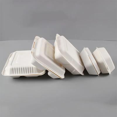 China Disposable 450ml 17.5cm Greaseproof and Microwavable Eco Friendly Bagasse Food Containers Biodegradable Lunch Box Disposable for sale