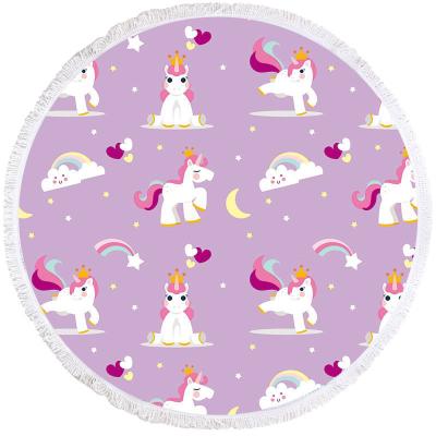 China Superfine Fiber Unicorn Beach Towel Quick-Drying Large Round Western Style Beach Towel Wholesale Quick-Drying Towel for sale