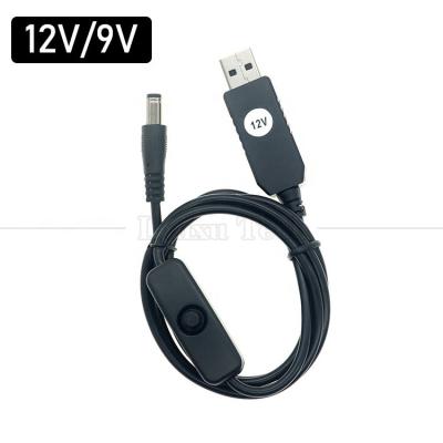 China High Quality Booster 5V USB to 12V 9V DC 5.5x2.1mm Barrel Jack Power Charger ON OFF Cable with Switch for Router Fan LED Strip for sale