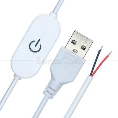 China 5V 1m on off Switch Controller USB to Open Wires End Cable Touch Dimmer for 3w 5w Led Strip Light Lamp for sale