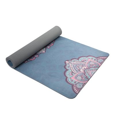 China Custom Extra Large Size 80cm Wide Suede Yoga Pattern Customizable Yoga Tape Mat for sale