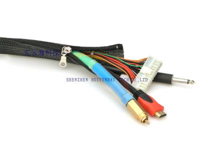 China Custom Diameter Zipper Sleeve Braided Wrap For Wire Cable Harness Organizer Easily for sale
