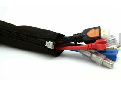 China Woven Zip Up Cable Sleeves Braided Wrap Custom Diameter For Cable Tidy Sleeve for sale