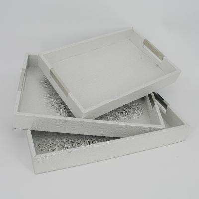China NEW Design Cheap Luxury Classic Faux Leather Party Kitchen Serving Tray BYT3048 for sale
