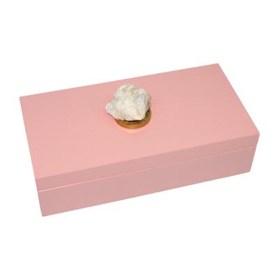 China Handmade High-end Classic Wooden Natural Stone Decoration Flame Gift Box Fashion Wooden Case Gift Box for sale