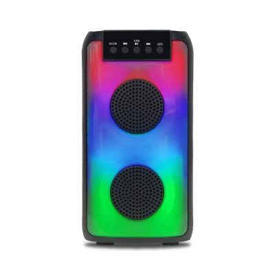 China 3 Inch LED Flashing Light Dual Speakers Handle Portable Wireless Active Indoor BT Mini Speaker for sale