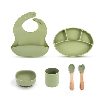 China Wholesale Baby Bib Children's Bpa Free Non-slip Suction Plates Silicone Baby Feeding Set 2021 for sale