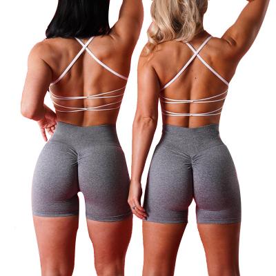 China Breathable buttery soft Mint ropa deportiva Womens spaghetti strap Seamless Sportswear Gym Yoga Sports Crossed Back Tops Bra for sale
