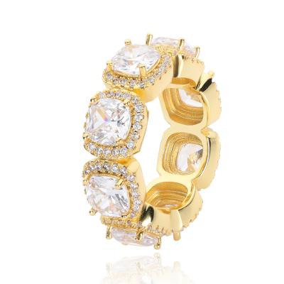 China Romantic Custom wholesale 925 silver Moissanite ring in 14K and 18K, Cuban ring jewelry couple ring for women and men for sale