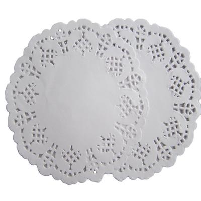 China Factory Wholesale Food Grade Round 4inch Viable White Lace Doily Paper Doilies Pad for sale