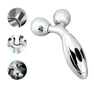 China Anti-puffiness Y Shape Face Roller 3D Face Roller Massage 360 Rotation Facial Roller Face Lifting Massager for sale
