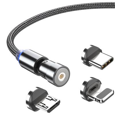 China Magnetic Charging Cable 360 and 180 Rotate Mobile Phone 540 in 1 Magnetic Phone USB Charger Cable Compatible with Micro USB, Type-C, IOS 1M for sale