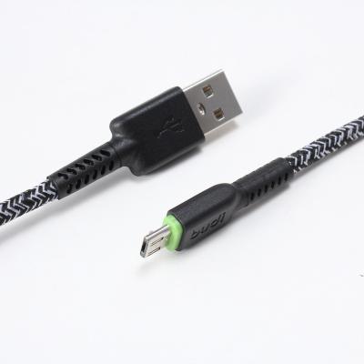China Mobile Phone Types Budi 2m Micro To USB Charge / Sync Nylon Braided Cable Can Pass Current 2.4A , Fast Speed Charging Cable for sale
