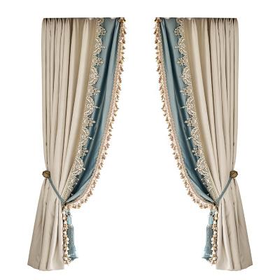 China French retro luxury villa high-precision living room silk American light luxury bedroom flame retardant shading high-grade simple European curta for sale