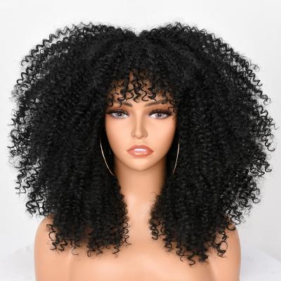 China Wholesale Price Curly Afro Kinky Curly Vendors Black Natural Lead For Women Color Synthetic Hair Extensions Braid Headband Wig Hair Wigs for sale