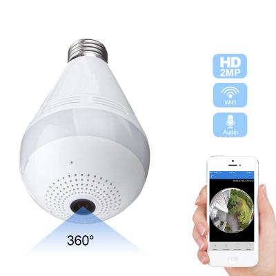 China Hot Sale 360 Degree VR 1080p 2mp WIFI Hidden IP Bulb Camera Night Panoramic Night VISION Night Version With Two Way Voice Bulb Spy Camera for sale