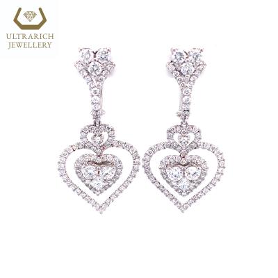 China TRENDY Pure 18K White Gold Charm Earrings With Natural Diamonds 2.3 CTW Wholesale Jewelry for sale