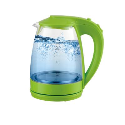 China Hot Sale 1.7L Electric Kettle Glass Kettle 360 Degree Cordless Electric Water Jug With Blue LED Light for sale