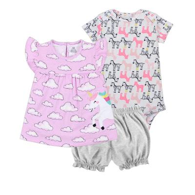 China 2021 Summer Best Selling Breathable 100% Cotton Baby Clothes 3 Piece Short Sleeve Baby Boy Clothes for sale