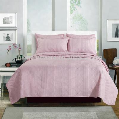 China Machine washable solid brushed microfiber pongee 3d embossed ultrasonic comforter set lujo comforters for sale