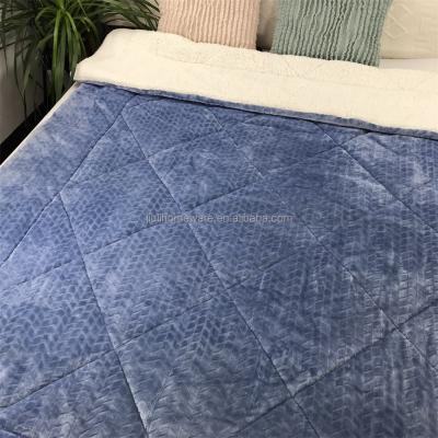 China Blue Printing Sets Comfortable Hotel Comforter Polyester, Warm Sherpa Polyester Thickness Flannel Blanket For Winter for sale