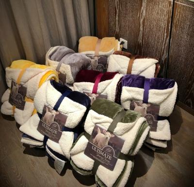 China Hot Sale Anti-pilling Warm Blanket For Sherpa Compound Double Layer Winter Flannel And Fleece Blanket for sale