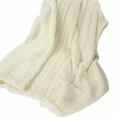 China Disposable Wholesale 100%Acrylic 100%Cotton 100%wool Pottery Barn Throw Knit and Sherpa Cable and Knitted Blanket, Faux for sale