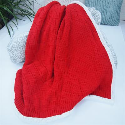 China Disposable double layer acrylic color weave and white sherpa blanket for sofa blanket and good for Christmas gift for sale