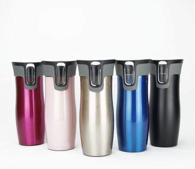 China Double Wall Stainless Steel Vacuum One-Button Viable Car Drinking Water Vacuum Cup Portable Car Cup for sale