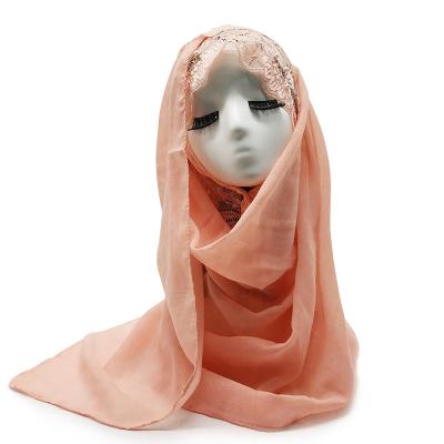 China Medium cotton canvas monochrome ladies scarf two ends lace up lace bead wrap scarf can be shawl wholesale for sale